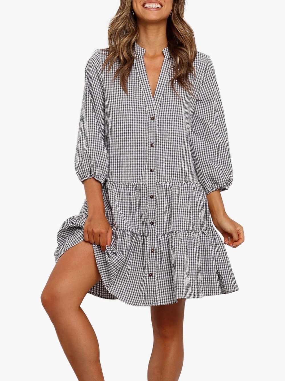 Petal & Pup Daria Print Tiered Mini Dress - Black/White NWT Sz Small